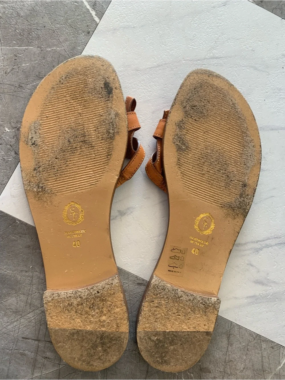 Sarah Flint Cognac Knot Leather Toe-Loop Sandals
